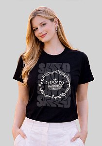 T-SHIRT FEMININA - SAVED COROA - COR PRETO