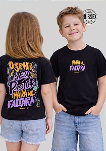 INFANTIL UNISSEX -O SENHOR É MEU PASTOR - COR PRETO