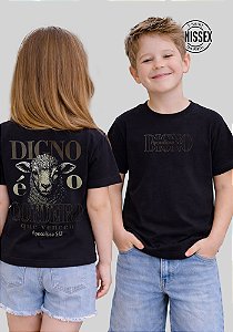 INFANTIL UNISSEX -DIGNO É O CORDEIRO - COR PRETO