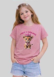 INFANTIL FEMININA - LEÃO FORTE E CORAJOSA - COR ROSA CLARO
