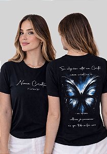 T-SHIRT FEMININA - NOVA CRIATURA 2 CORÍNTIOS - COR PRETO