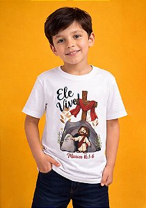 INFANTIL UNISSEX - ELE VIVE MARCOS 16:1-6 - COR MARFIM
