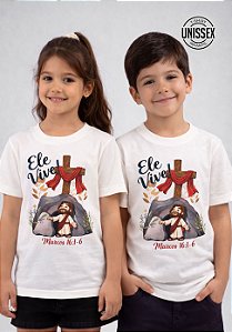 INFANTIL UNISSEX - ELE VIVE MARCOS 16:1-6 - COR MARFIM