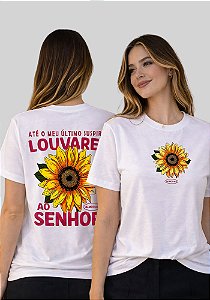 T-SHIRT FEMININA - GIRASSOL SALMOS 146:2 - COR MARFIM