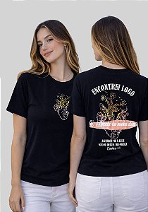 T-SHIRT FEMININA - ENCONTREI LOGO O AMADO DA MINHA ALMA - COR PRETO