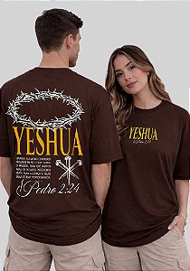 OVERSIZED - COROA YESHUA 1 PEDRO 2:24 - COR MARROM