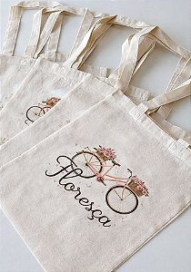 ECOBAG BOLSA DE ALGODÃO CRU - BICICLETA FLORESÇA
