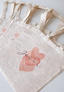 ECOBAG BOLSA DE ALGODÃO CRU - JESUS 3 CORAÇÕES