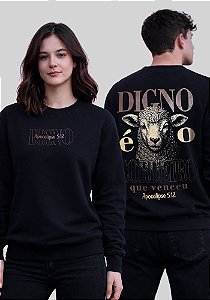 MOLETOM RAGLAN - DIGNO É O CORDEIRO - COR PRETO