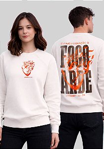 MOLETOM RAGLAN - EM MEU CORAÇÃO O FOGO ARDE - COR MARFIM