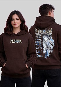 MOLETOM CAPUZ - LEÃO YESHUA COROA - COR MARROM