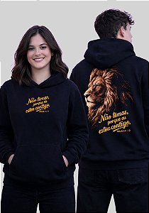 MOLETOM CAPUZ - NÃO TEMAS PORQUE EU ESTOU CONTIGO - COR PRETO