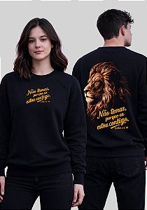 MOLETOM RAGLAN - NÃO TEMAS PORQUE EU ESTOU CONTIGO - COR PRETO