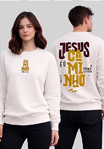 MOLETOM RAGLAN - JESUS É O CAMINHO- COR MARFIM