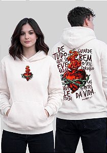 MOLETOM CAPUZ - DE TUDO O QUE SE DEVE GUARDAR - COR MARFIM