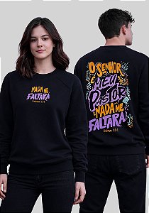 MOLETOM RAGLAN - O SENHOR É MEU PASTOR - COR PRETO