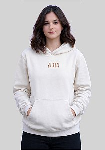 MOLETOM CAPUZ - JESUS MINIMALISTA - COR MARFIM