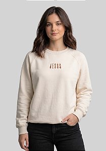 MOLETOM RAGLAN - JESUS MINIMALISTA - COR MARFIM