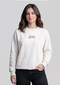 MOLETOM RAGLAN - JESUS MINIMALISTA - COR MARFIM