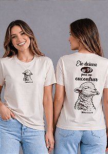 T-SHIRT FEMININA - OVELHA MATEUS 18:12-14 - COR MARFIM
