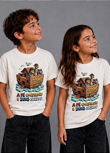 INFANTIL FEMININA - A FÉ CONSTRUIU E DEUS SALVOU - COR MARFIM