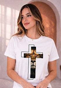 T-SHIRT FEMININA - CRUZ LEÃO - COR MARFIM