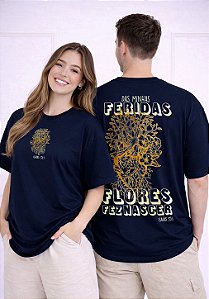 OVERSIZED - FLORES FEZ NASCER - COR AZUL