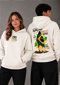 MOLETOM CAPUZ - FELIZ A NAÇÃO - COR MARFIM