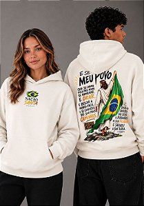 MOLETOM CAPUZ - NAÇÃO SANTA - COR MARFIM