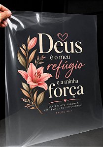 IMPRESSÃO DE DTF - DEUS É O MEU REFÚGIO - 22 X 26CM