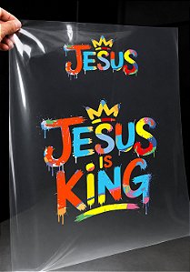 IMPRESSÃO DE DTF - JESUS IS KING INFANTIL - 23X23 CM