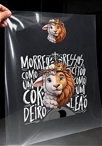 IMPRESSÃO DE DTF-MORREU E RESSUSCITOU COMO UM LEÃO INFANTIL - 24X24 CM
