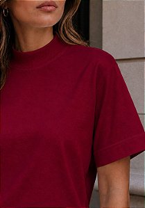 T-SHIRT GOLA ALTA LAVIE BÁSICA- COR BORDÔ