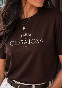 T-SHIRT FEMININA - CORAJOSA JOSUÉ 1:9 - COR MARROM
