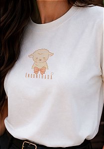 T-SHIRT FEMININA -OVELHA LAÇO ENCONTRADA - COR MARFIM