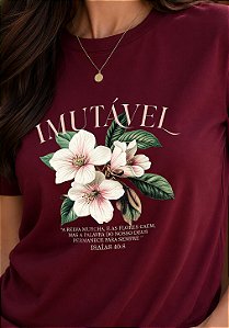T-SHIRT FEMININA - IMUTÁVEL FLORES - COR BORDÔ