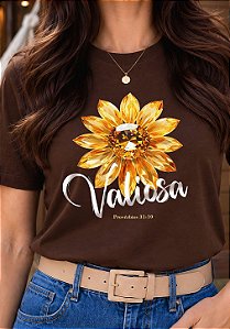 T-SHIRT FEMININA - VALIOSA - COR MARROM