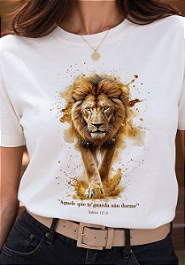 T-SHIRT FEMININA - LEÃO REALISTA- COR MARFIM