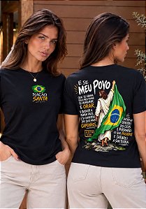 T-SHIRT FEMININA - NAÇÃO SANTA - COR PRETO