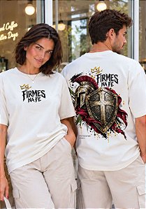 OVERSIZED - ESCUDO FIRMES NA FÉ - COR MARFIM