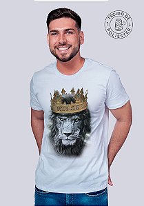 T-SHIRT MASCULINA - LEÃO COROA - POLIÉSTER