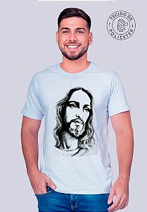 T-SHIRT MASCULINA - JESUS CRISTO FACE - POLIÉSTER