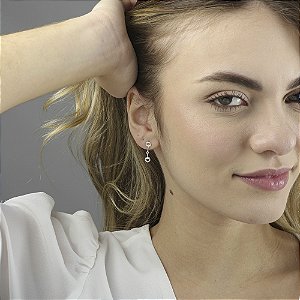 Brinco bridão delicata pendente cravejado prata 925