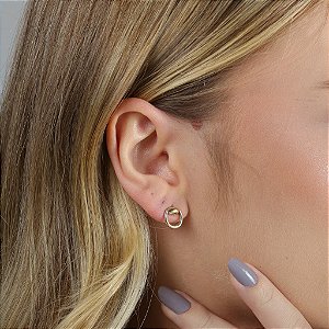 Brinco bridão prata 925 banhado ouro 18k