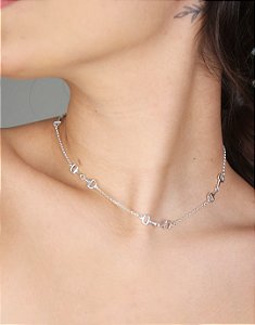 Choker bridões  baby prata  925