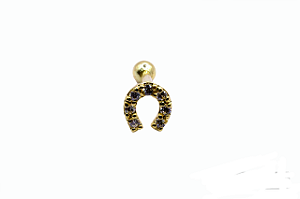 Piercing ferradura  zircônia ouro 18k