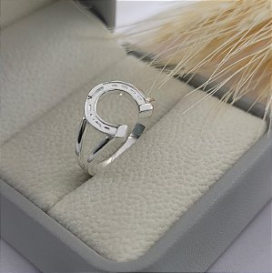 Anel ferradura prata 925