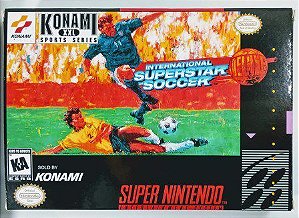 Cartucho de Super Nintendo International Superstar Soccer com Caixa e Berço