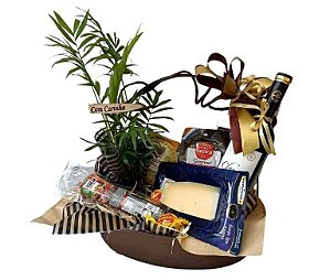 Cesta de queijos vinho salames Carpe Dien