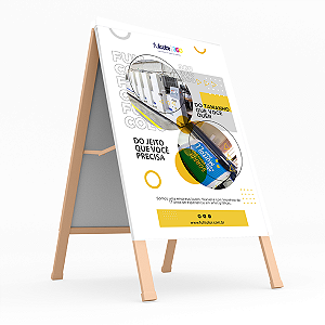 Cavalete de madeira envelopado banner 80x100cm